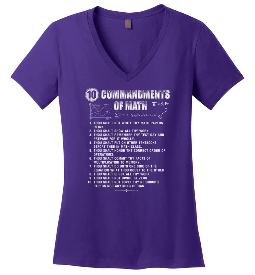 10 Commandments Of Math Ladies V-Neck