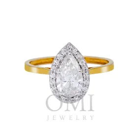 14K GOLD RADIANT CUT LAB DIAMOND ENGAGEMENT RING 1.22 CTW