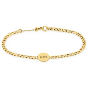 14k wine & weed Double-Sided Disc Curb Chain Bracelet