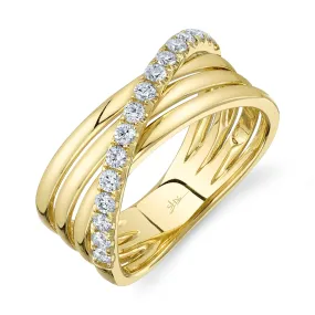 14K Yellow Gold 0.42 Carat Diamond Bridge Ring