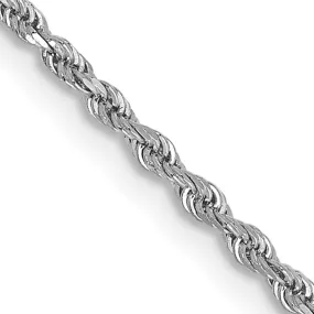 1.5mm 10K White Gold Diamond Cut Solid Rope Chain Necklace