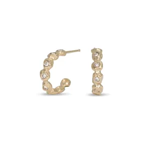 18K Diamond Dot Hoops Small