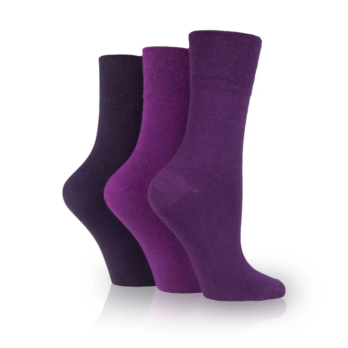 3 Pairs Non Binding Socks for Women in Purples