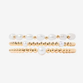 3mm Bead Pearl Bracelet Set