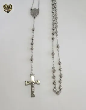 (4-6008-1) Stainless Steel - 5mm Rosary Necklace - 25.