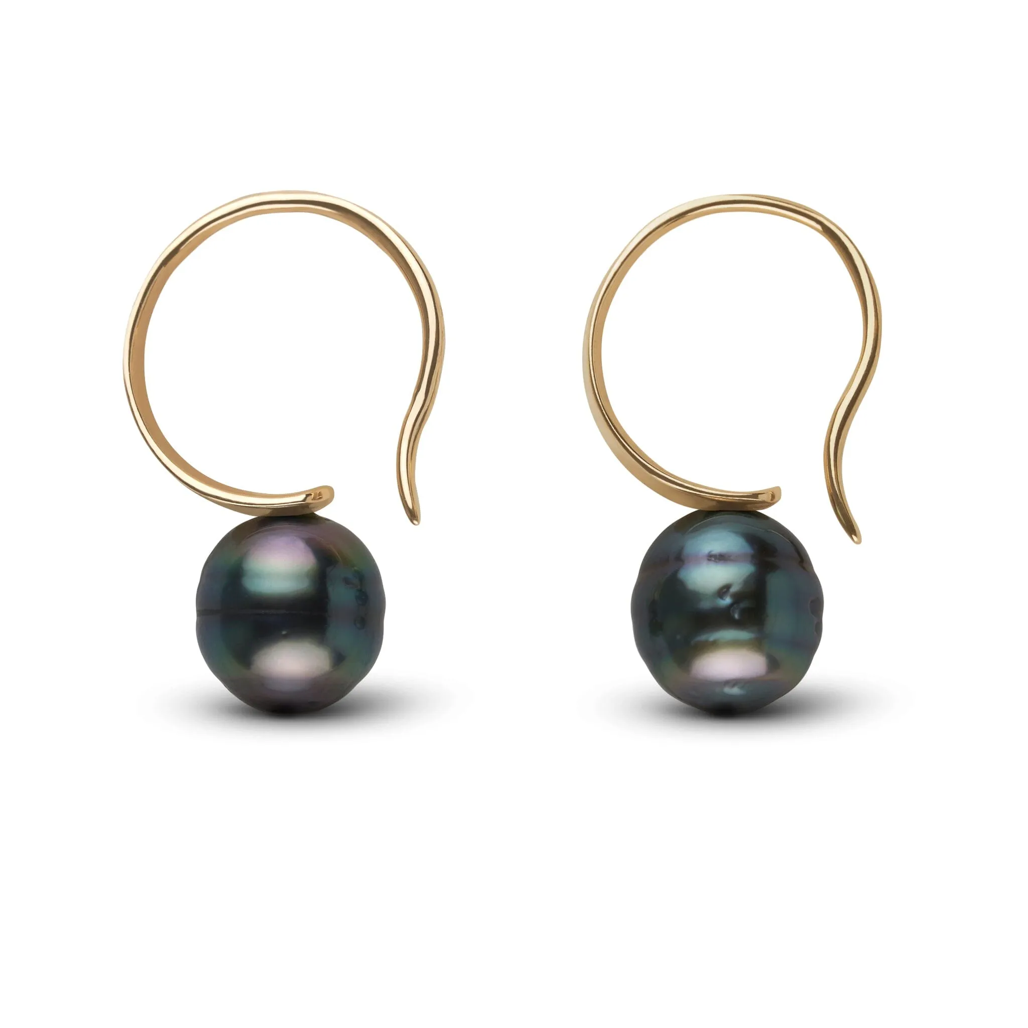 6.0-7.0 mm Tahitian Baroque Pearl Crescent Hoop Earrings