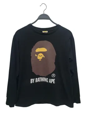 A BATHING APE/adidas/LS T-Shirt/M/Cotton/BLK/BIG APE HEAD