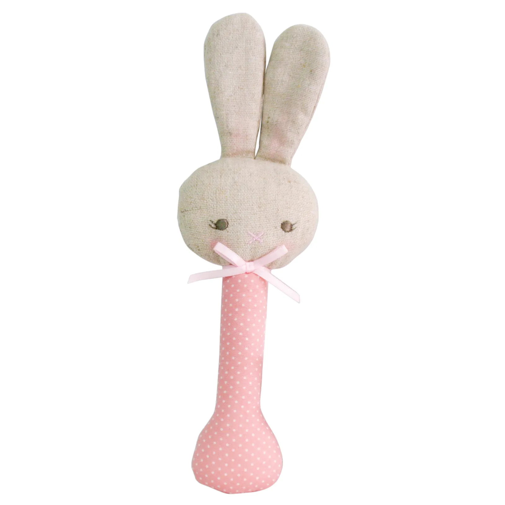 Alimrose - Bunny Stick Rattle - Pink with White Spot