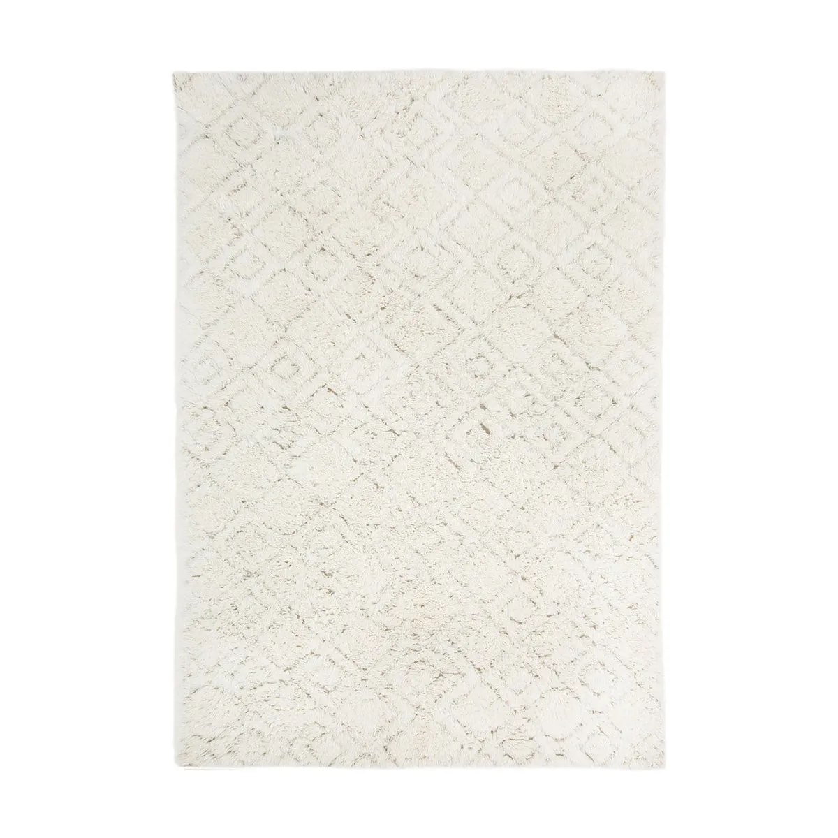 Alina Diamond Pattern Berber Wool Shag Rug