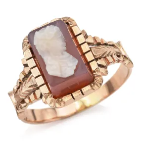 Antique 14K Yellow Gold Cameo Shell Ring