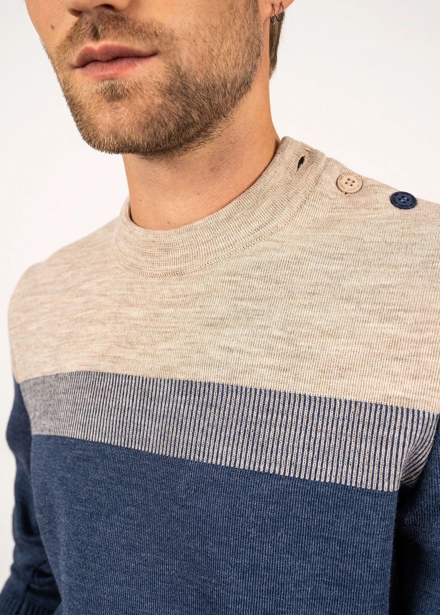 Aquitaine sailor jumper - regular fit, in wool (JEAN/BEIGE)