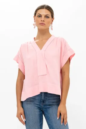 Bahama Pink Roll Sleeve Top