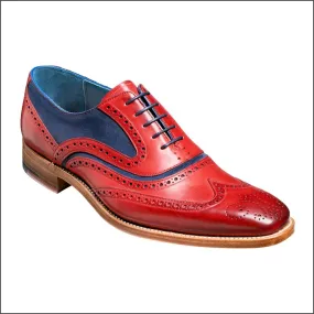 Barker McClean Red Hand Painted / Navy Suede Wingtip Brogue*