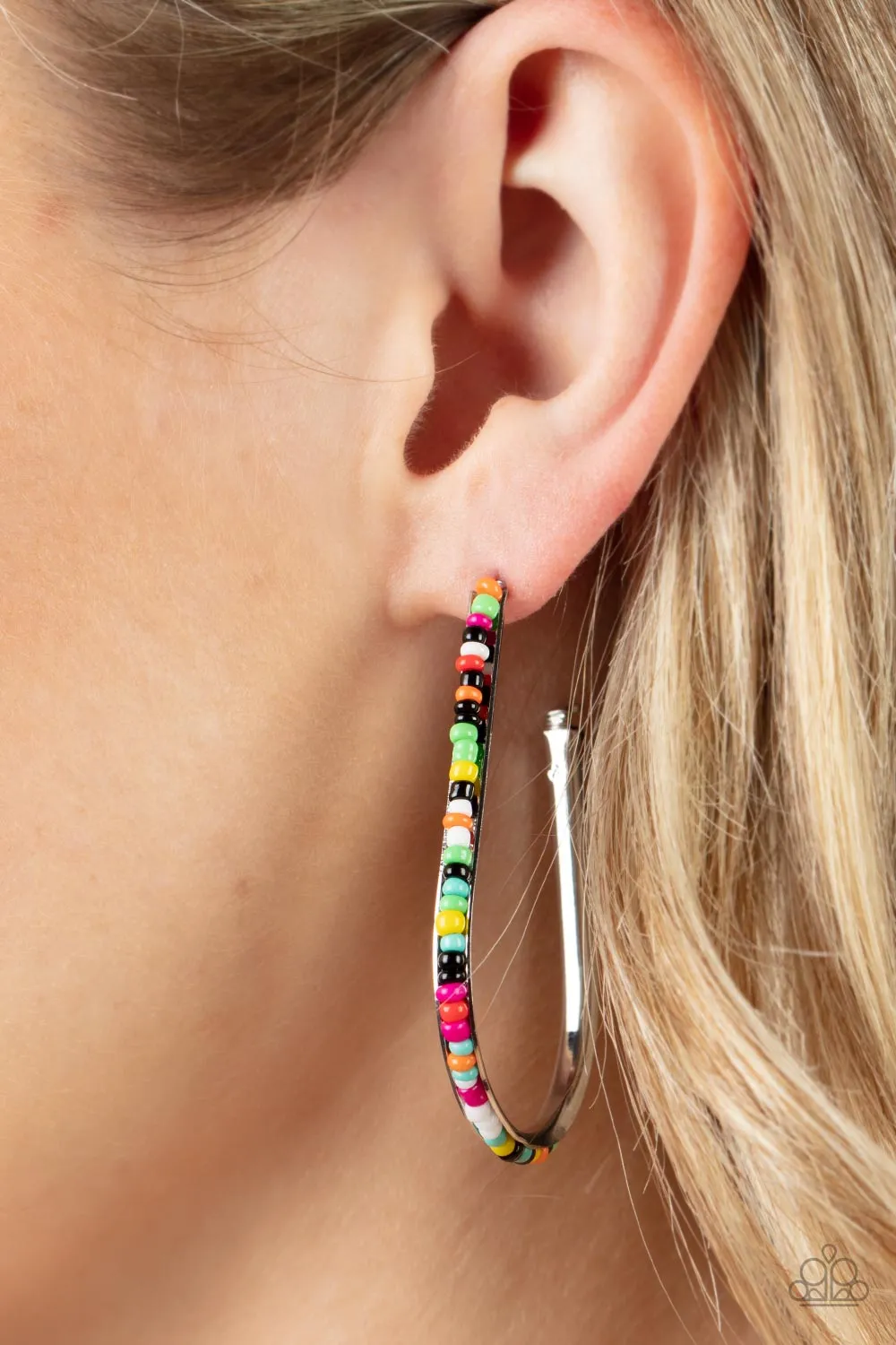 Beaded Bauble Multi Seed Bead Hoop Earrings - Paparazzi Accessories