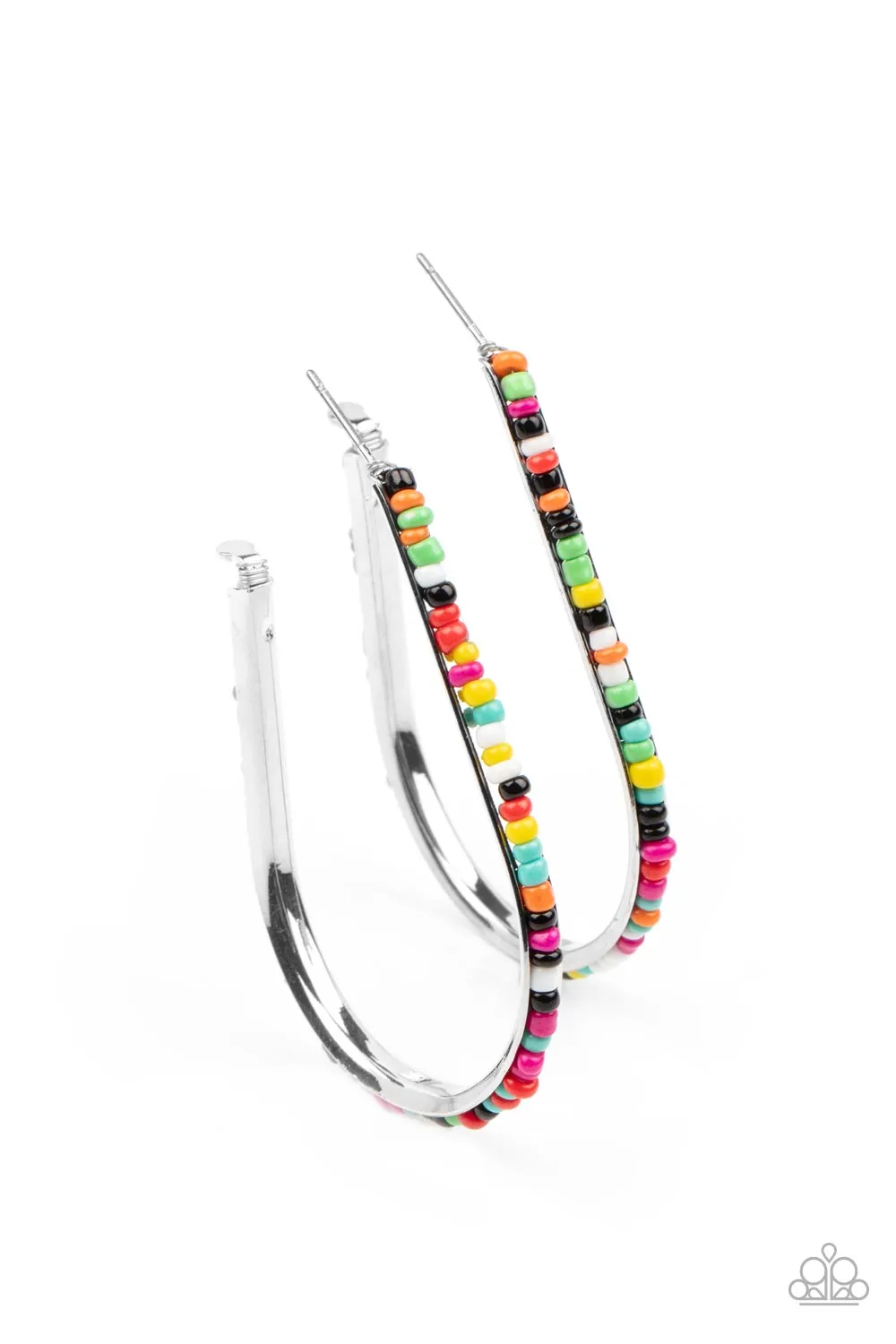 Beaded Bauble Multi Seed Bead Hoop Earrings - Paparazzi Accessories