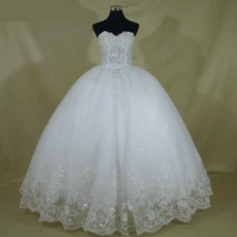 Beaded Pearls Off Shoulder Ball Gown Luxury Bridal Wedding Dress