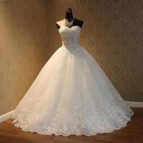 Beaded Pearls Off Shoulder Ball Gown Luxury Bridal Wedding Dress