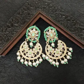 Bhavi Jewels Gold Plated Kundan Stone Dangler Earrings