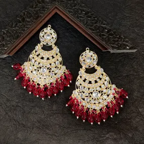 Bhavi Jewels Gold Plated Kundan Stone Dangler Earrings