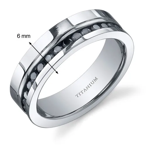 Black Cubic Zirconia Mens 6mm Titanium Eternity Band Size 12.5