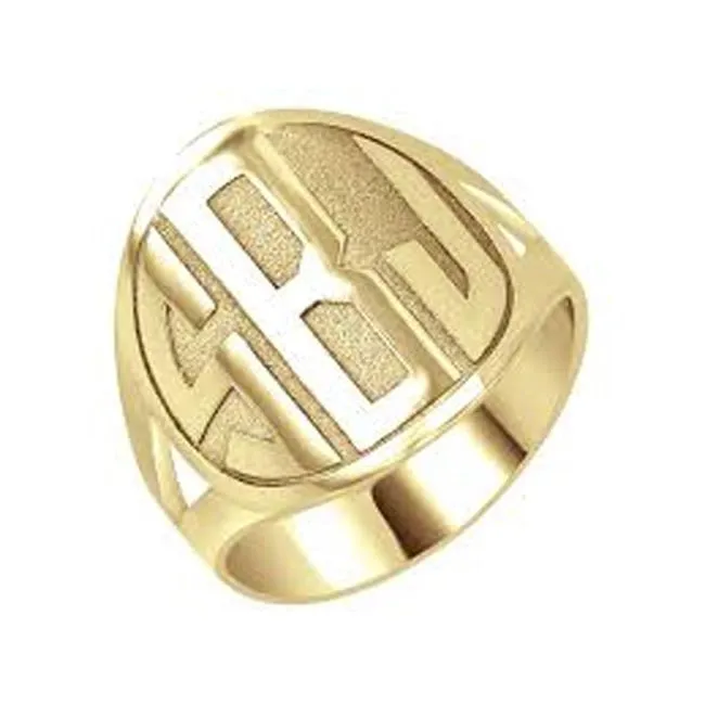 Block Recessed Monogram Ring