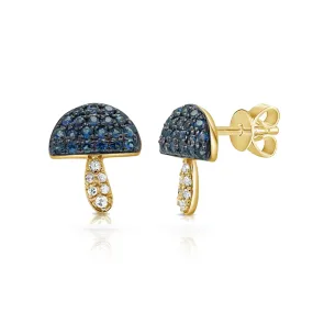 Blue Sapphire Mushroom Studs