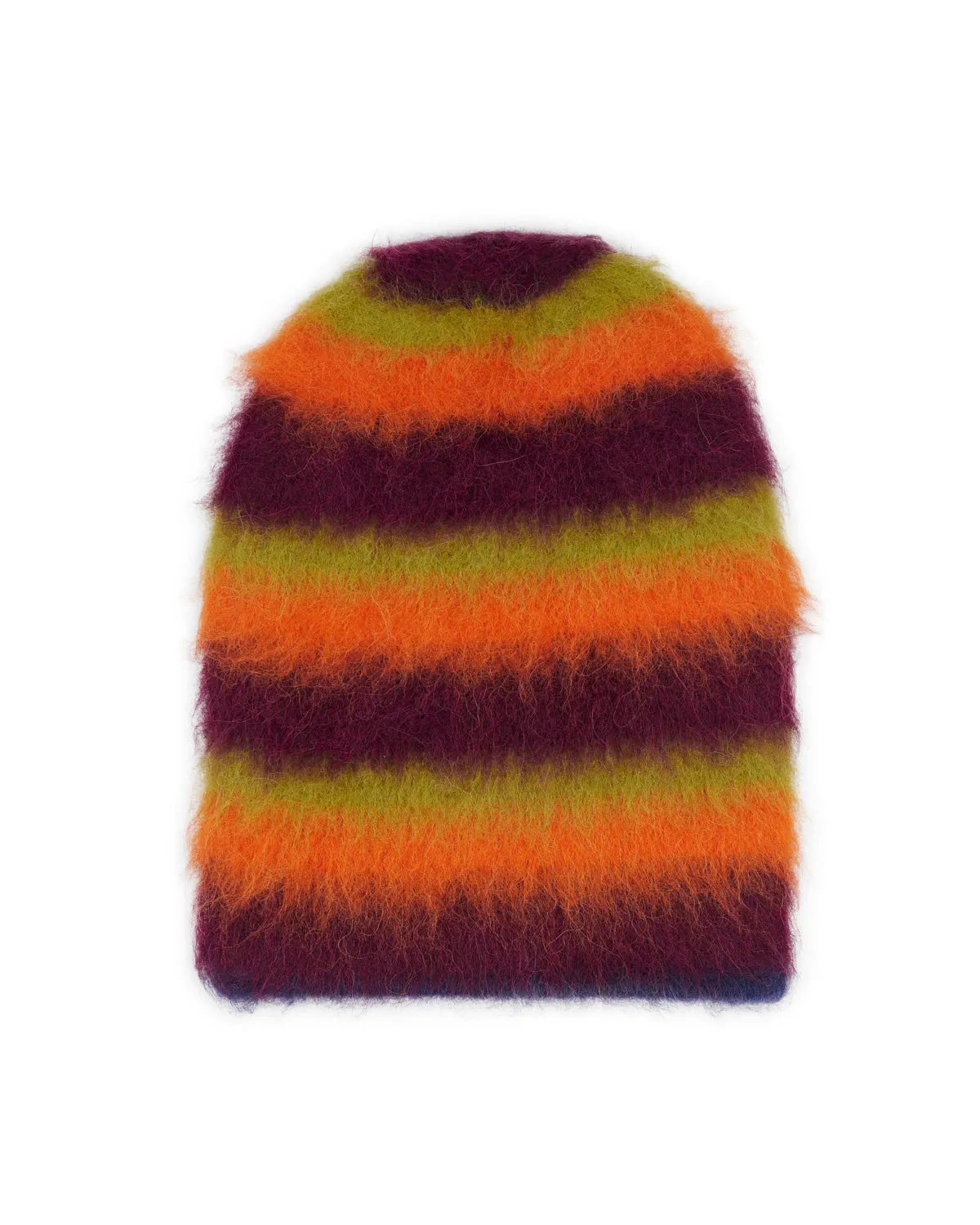 Boxy Stripe Knit Beanie - Orange Multi