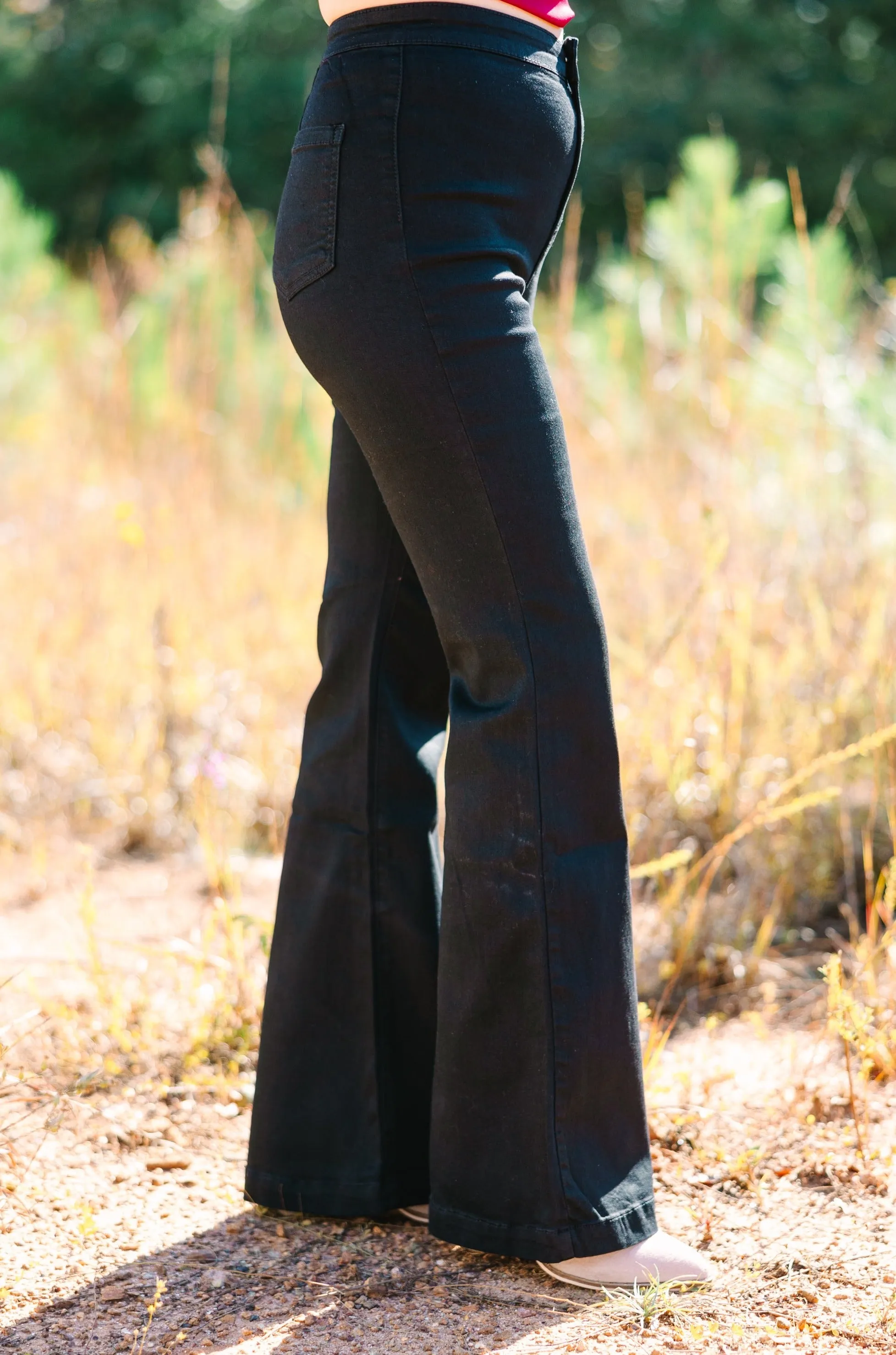 Break It Down Petite Black Flare Jeans