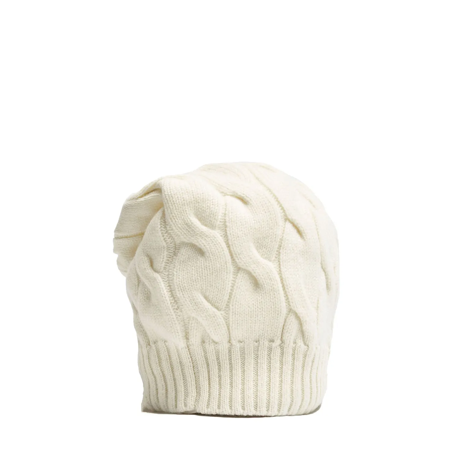 CABLE-KNIT BEIGE HAT