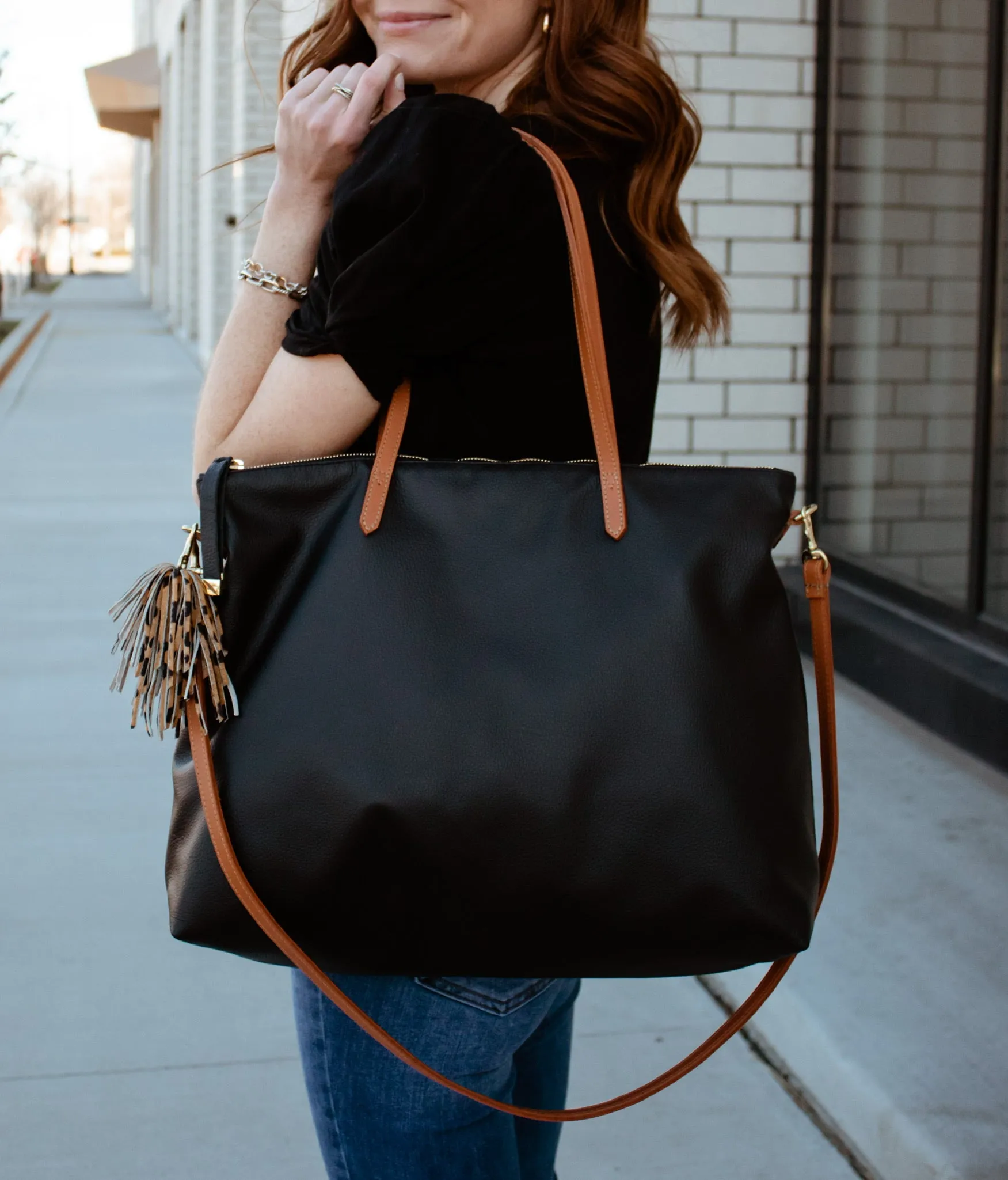 Carry All | Black with Tan Straps