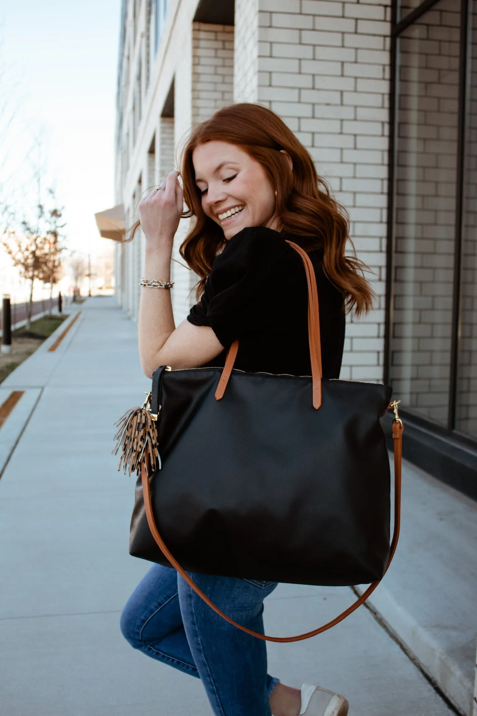 Carry All | Black with Tan Straps