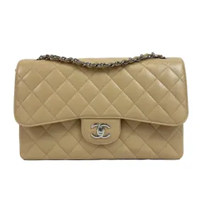 CHANEL - Large Classic Caviar Double Flap Jumbo - Beige Shoulder Bag NEW