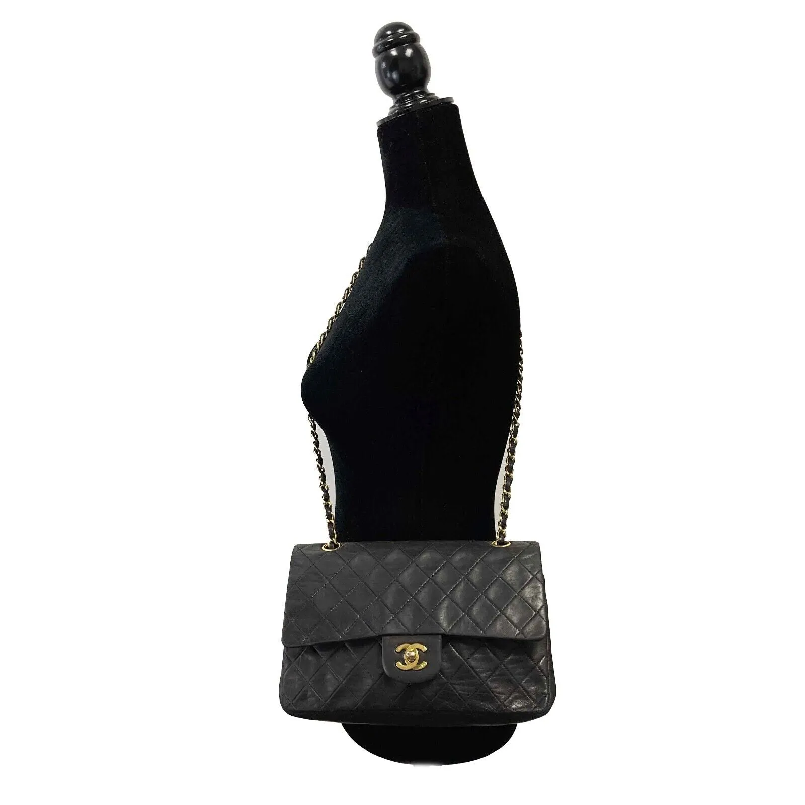 Chanel - Vintage Classic Double Flap Medium CC Black Shoulder Bag