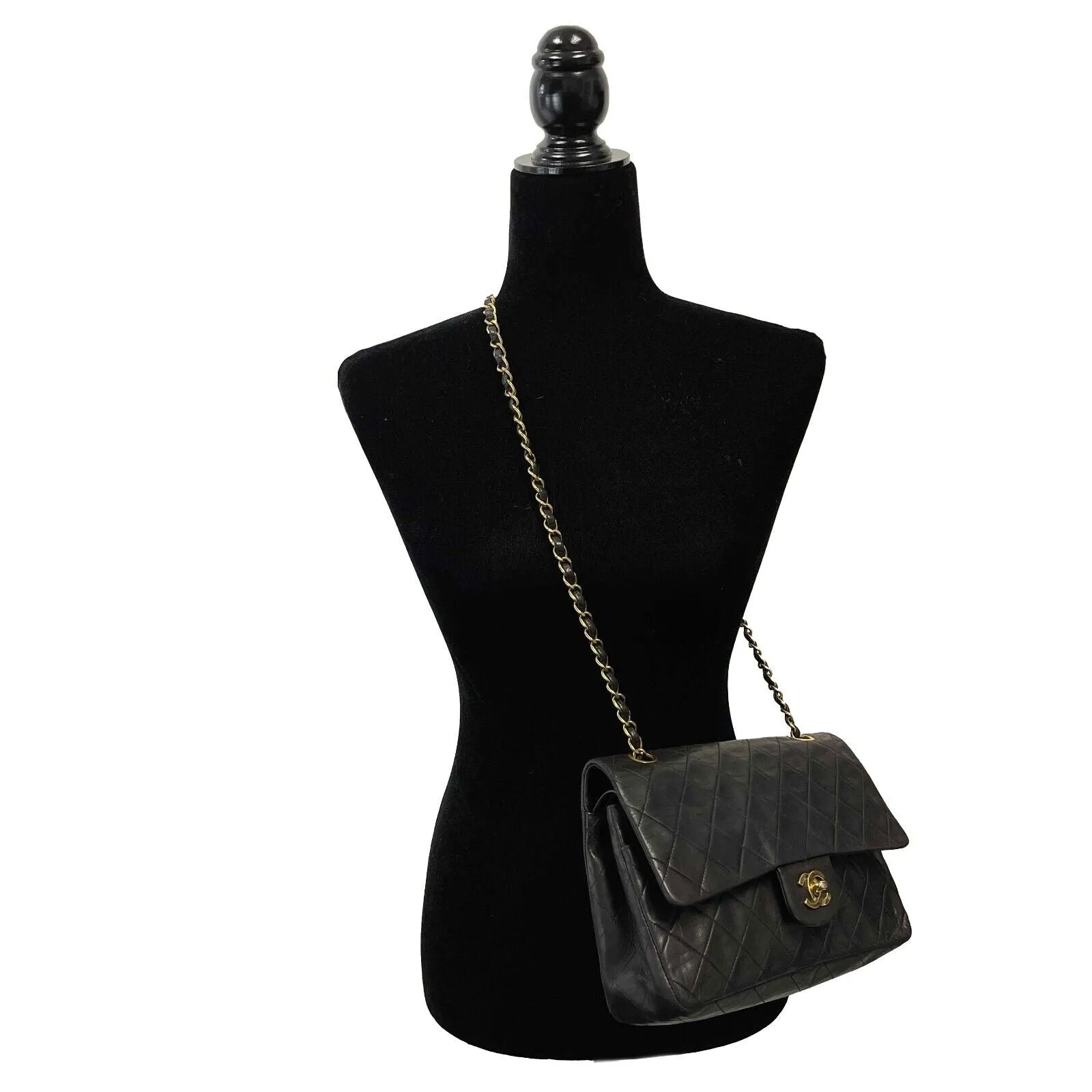 Chanel - Vintage Classic Double Flap Medium CC Black Shoulder Bag