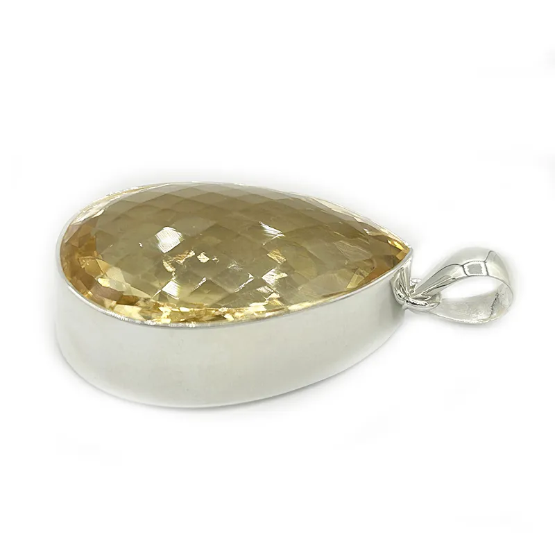 Chunky Citrine Teardrop Boho Pendant