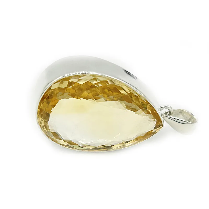 Chunky Citrine Teardrop Boho Pendant