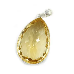 Chunky Citrine Teardrop Boho Pendant