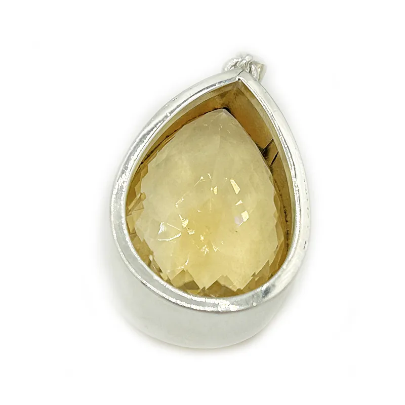 Chunky Citrine Teardrop Boho Pendant