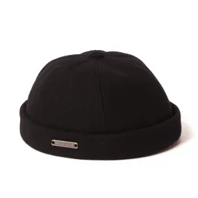 Crown Cap 1-011F Melton Wool Beanie Cap - Black