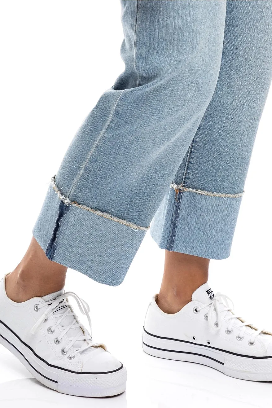 Deep Cuff Crop Straight Jean