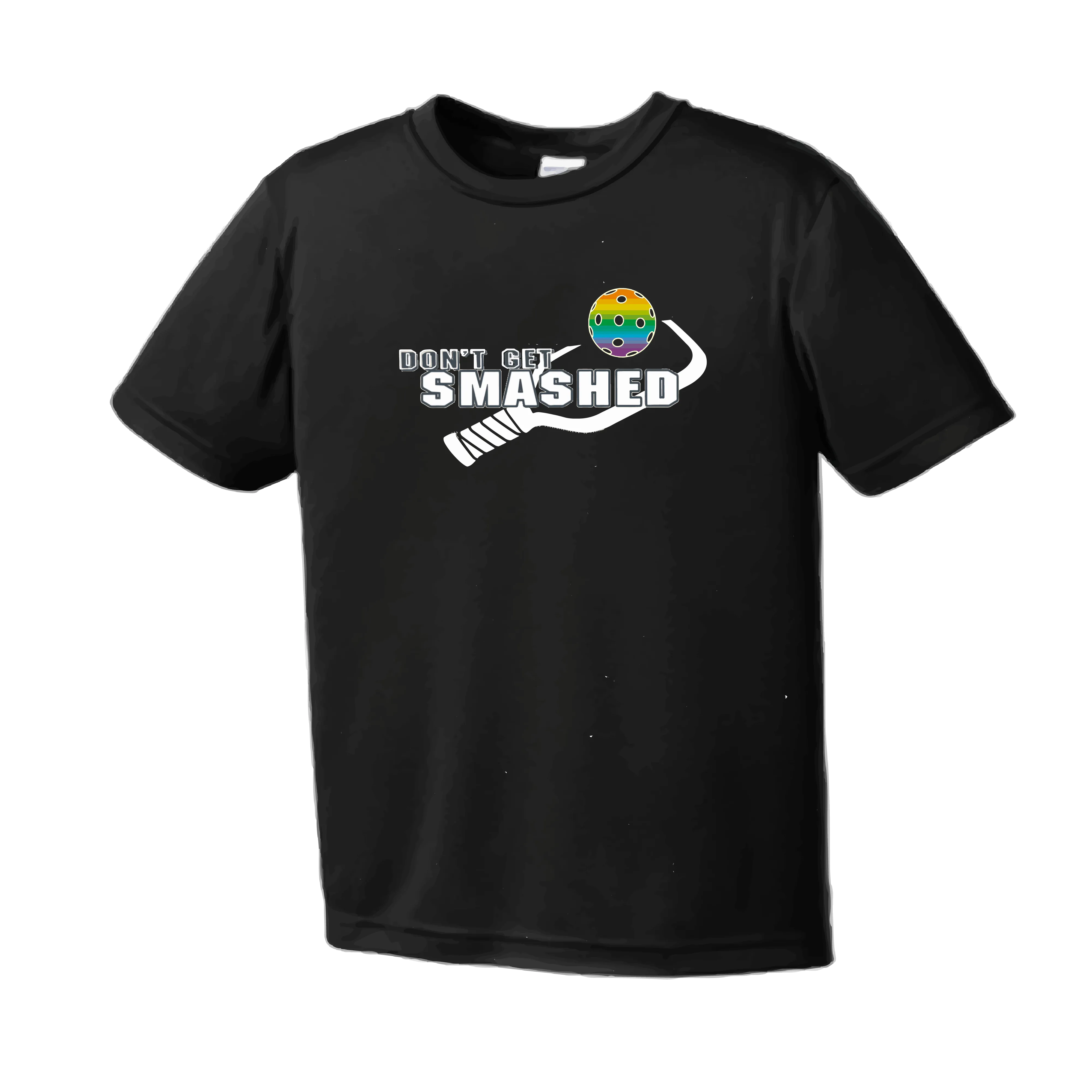 Don't Get Smashed With Pickleballs (Red Green Rainbow) Customizable | Men's Short Sleeve Pickleball Shirt | 100% Polyester