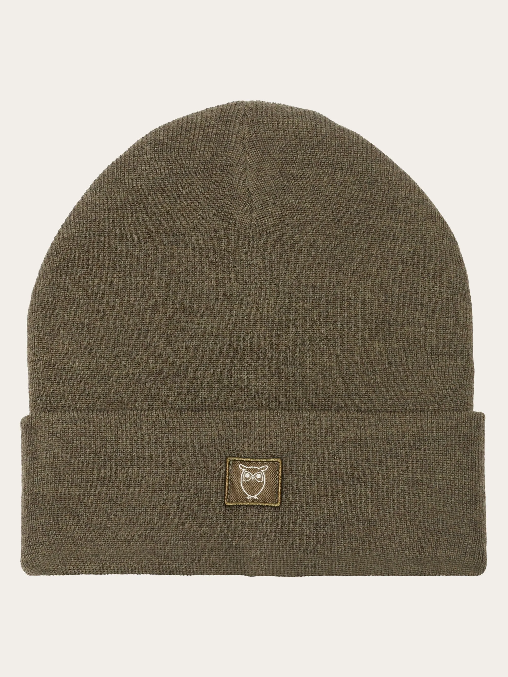 Double layer fine merino wool beanie - RWS - Dark Olive