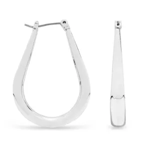 Ear Sense Earring F410 Silver Tube Teardrop Click Hoop