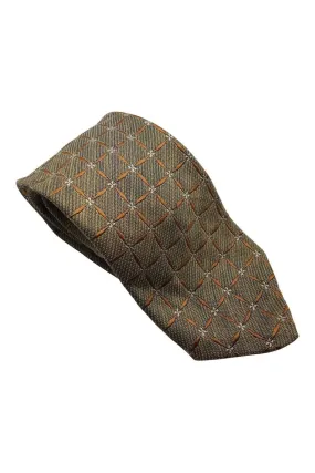 ERMENEGILDO ZEGNA 80% Silk Classic Length Designer Tie Gold Square Pattern (60")