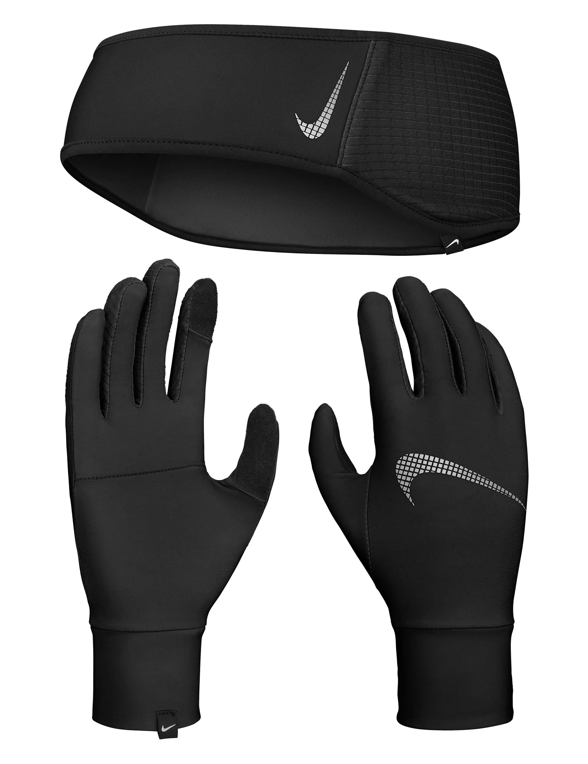 Essential Headband and Glove Set - Black/Silver