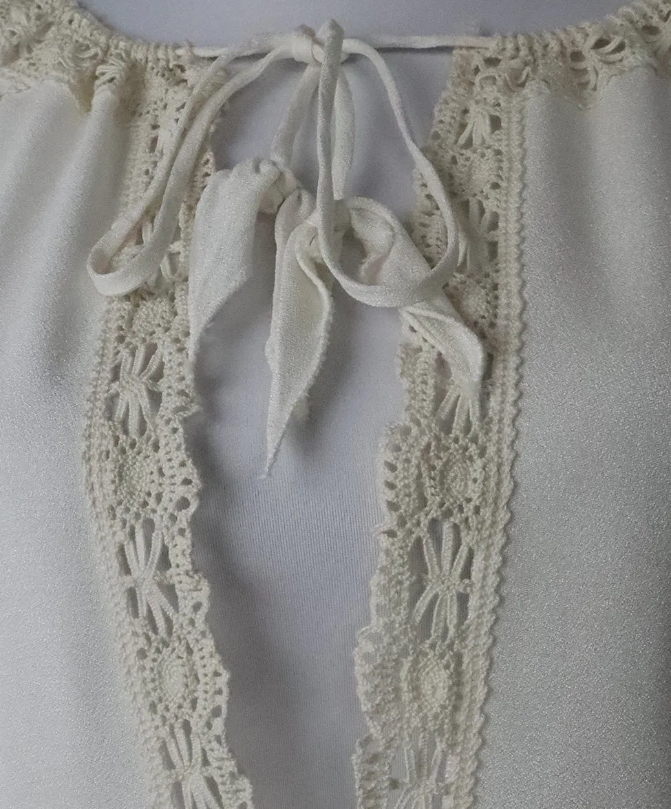 Etro Ivory Blouse w/ Crochet Trim sz 2