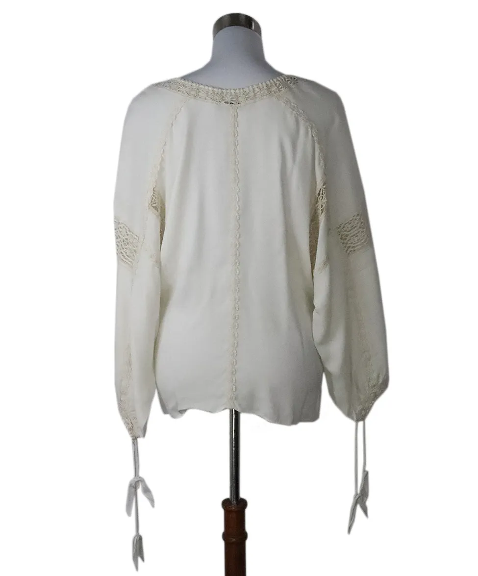 Etro Ivory Blouse w/ Crochet Trim sz 2