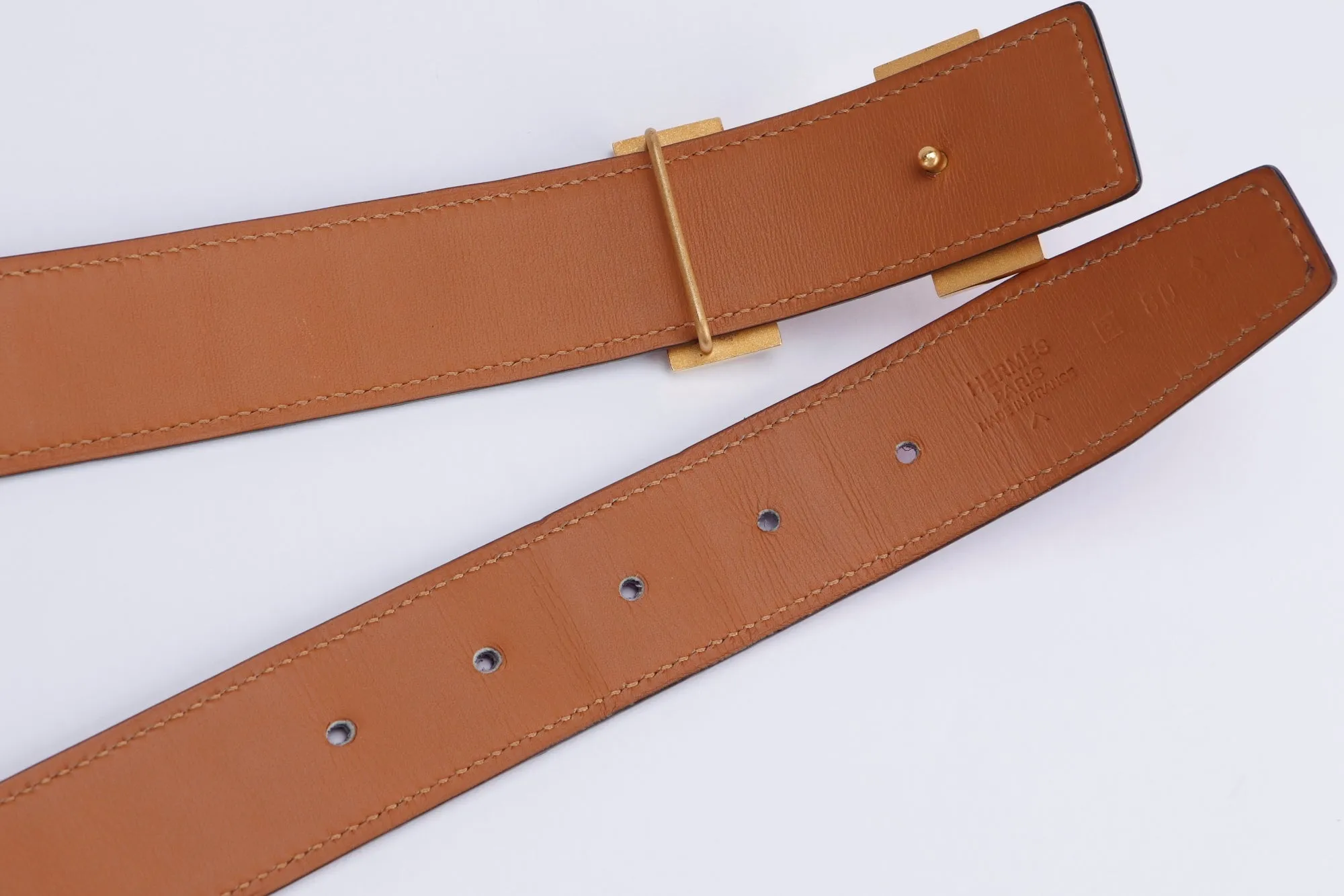 (Exotic) Hermes Fuchia Pink Porosus Croco Leather Belt (Stamp P) 80cm with Gold H Buckle, with Box