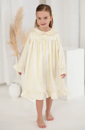 Girls Lemon Stripe Pearl Nightdress