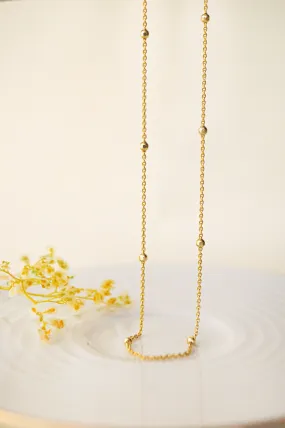 Granulated Station Gold Plated Sterling Silver Chain